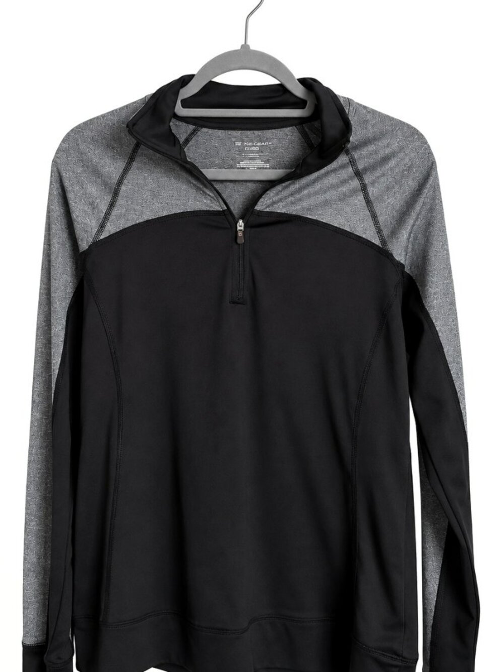 Tek Gear DryTek Black Gray Quarter Zip Pullover M